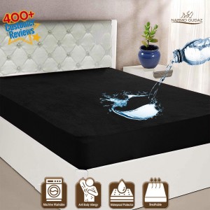 Waterproof Mattress Cover King Sized Mattress Protector Anti Slip Double Bed Fitted Bed Sheet | Narmo Gudaz | Black
